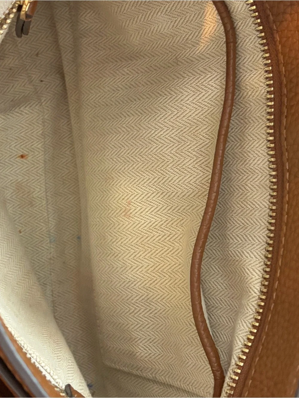 Tory Burch Blake medium brown pebbled leather crossbody purse bag gold